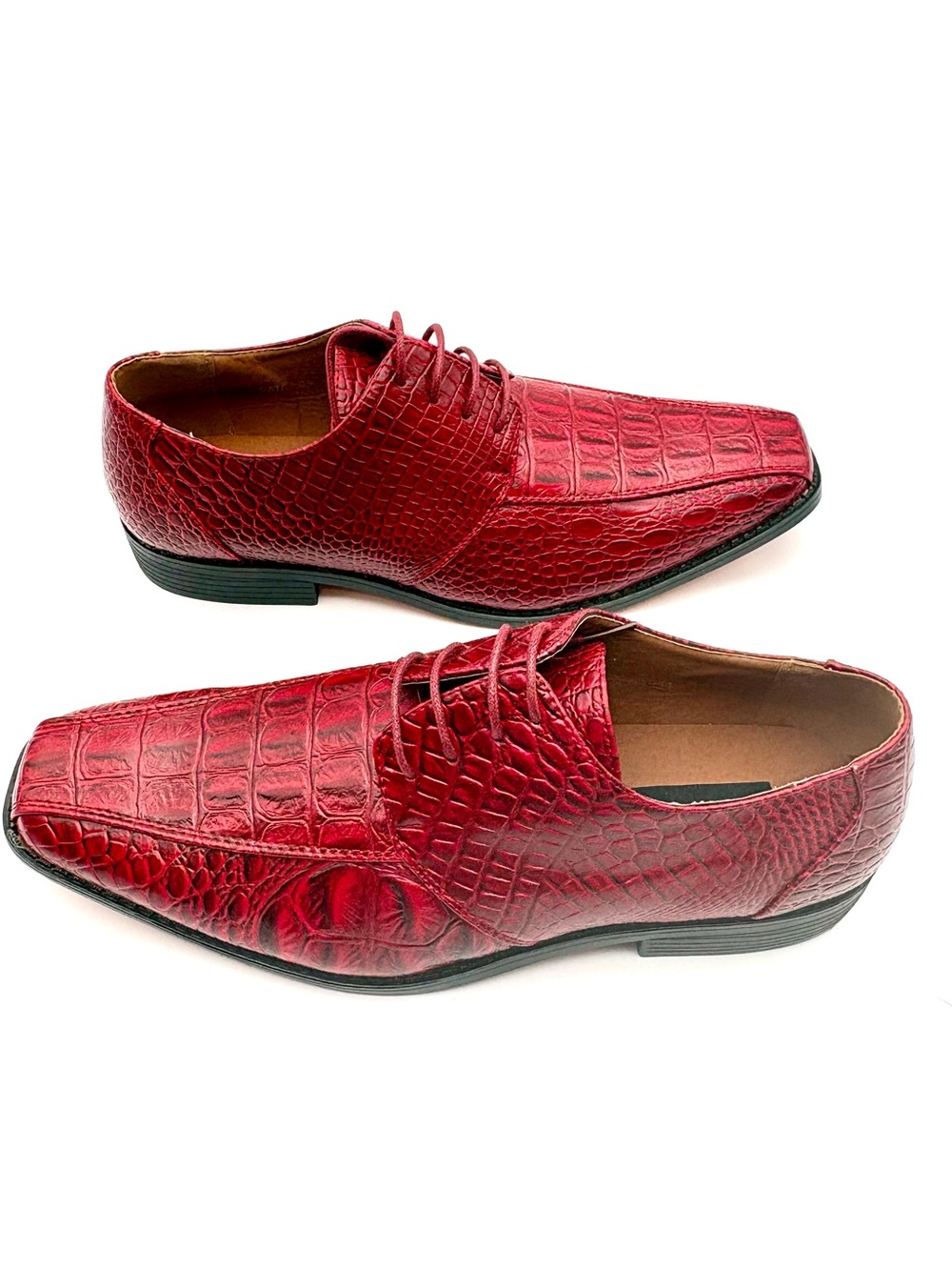 Alberto Fellini Men's Size 11 NWOB Burgundy Red Faux Alligator Dress Shoes